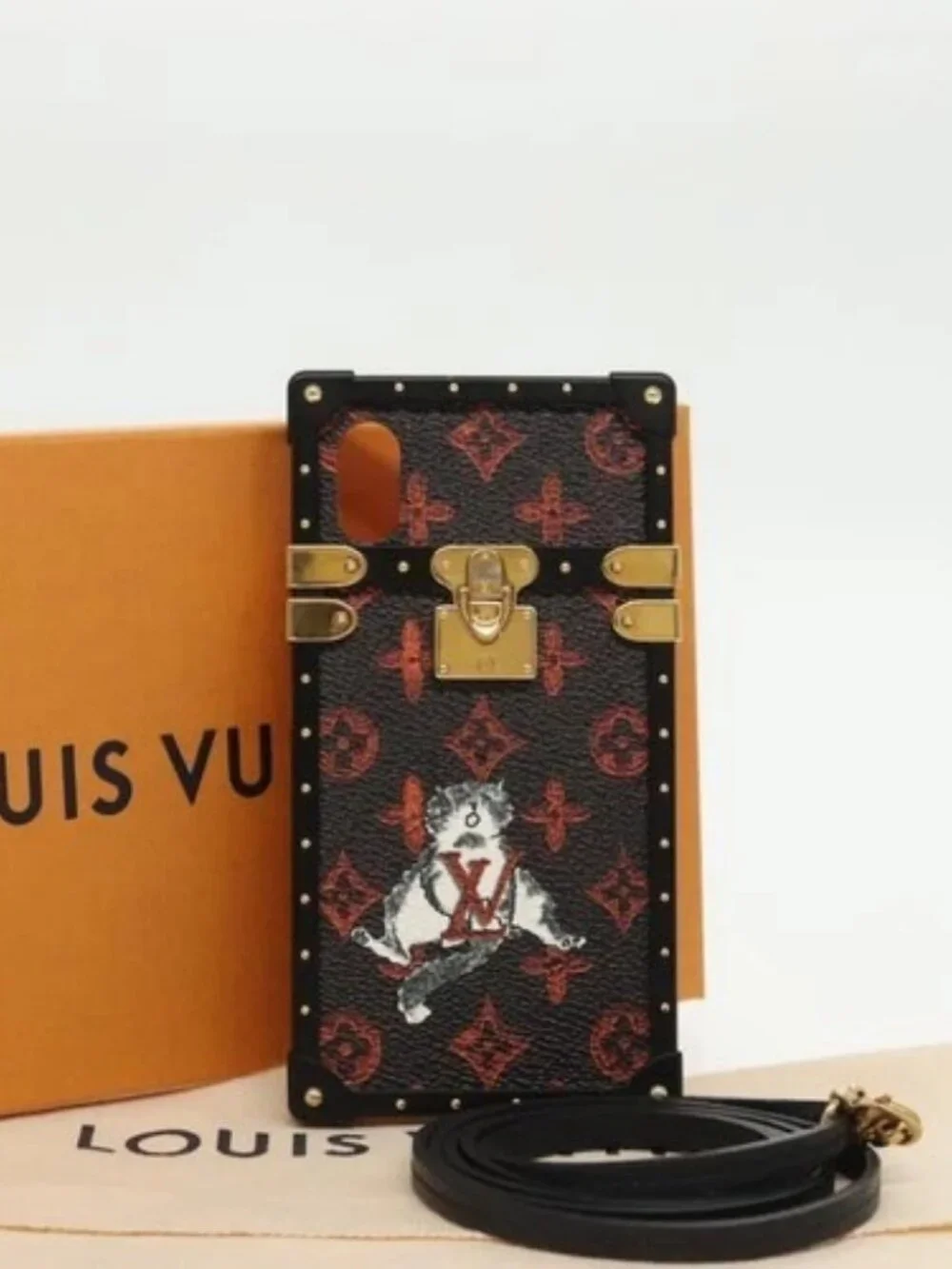 LOUIS VUITTON Transformed Monogram Cat iphone X Eye Trunk M63891 LV Auth 87378